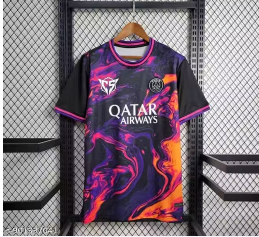 PSG Special Edition Football Jersey – Dark Marble Swirl Black Purple Pink
