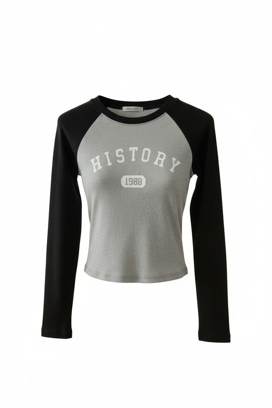 Black Contrast Full Sleeve Top (History 1988)