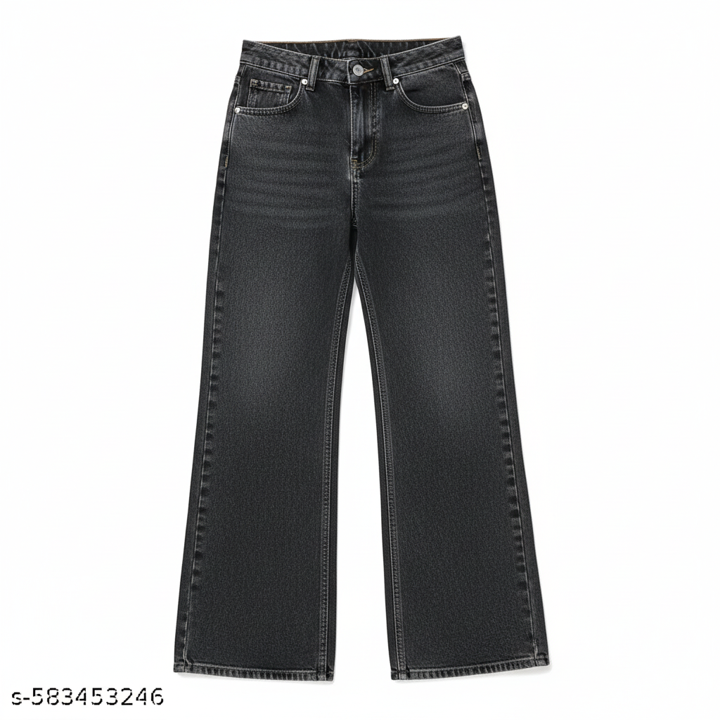 Flat Lay – Dark Grey Wide-Leg Jeans