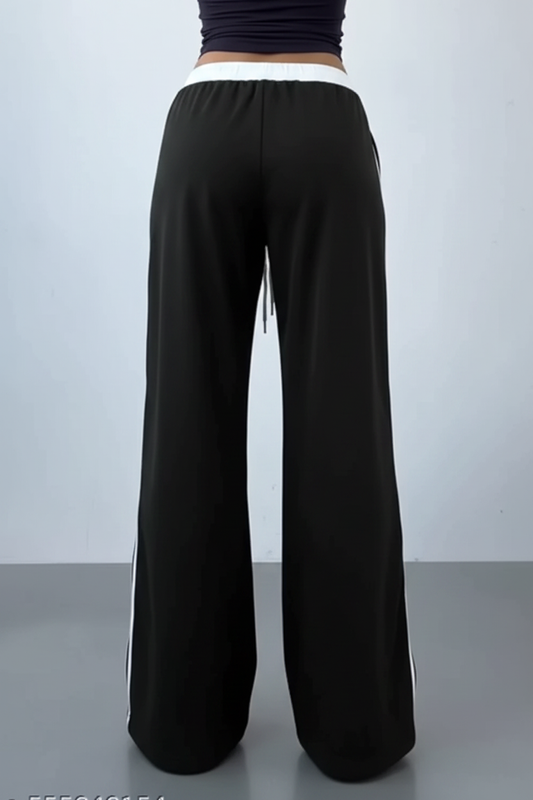 "89" Triple Stripe Contrast Waistband Wide-Leg Jogger