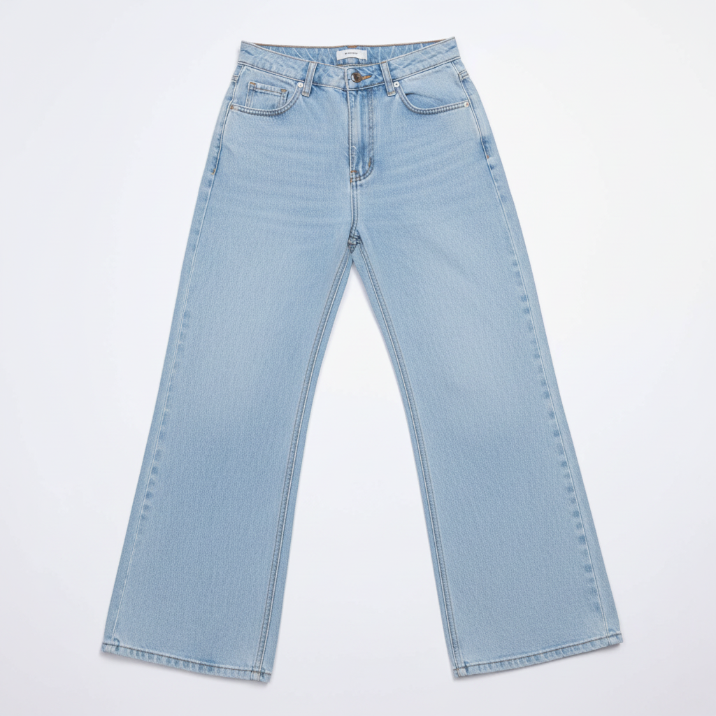 Light Blue Wide-Leg Jeans Flat Lay