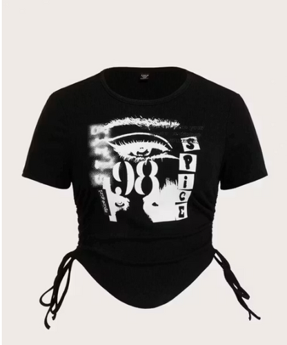 Full Black Graphic crop top (Spice 98)