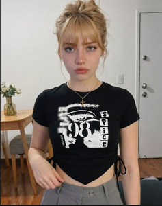 Full Black Graphic crop top (Spice 98)