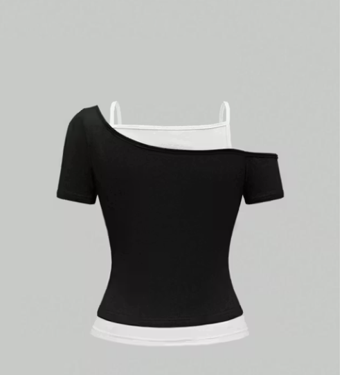 Neck Layered Gothic Crop Top (Chaos Black)