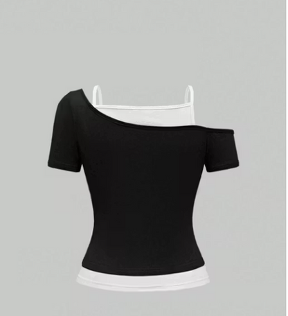 Neck Layered Gothic Crop Top (Chaos Black)