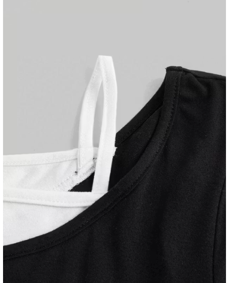 Neck Layered Gothic Crop Top (Chaos Black)