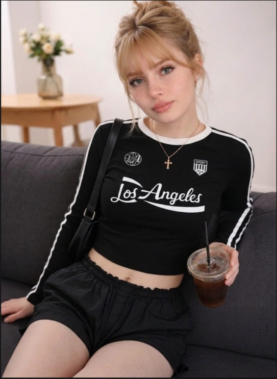 Full Sleeve Crop Jersey Top (Los Angeles)