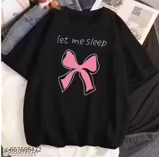 "Let Me Sleep" Pink Bow Oversized T-Shirt