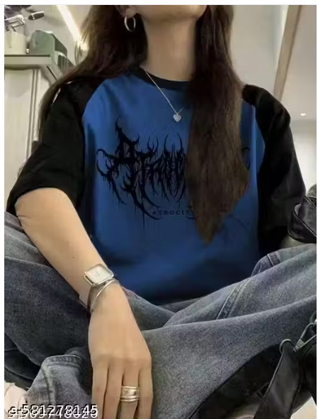 "Atrocity" Death Metal Contrast Sleeve T-Shirt Blue Edition