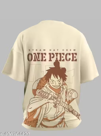 One Piece Crew Oversized T-Shirt – Cream