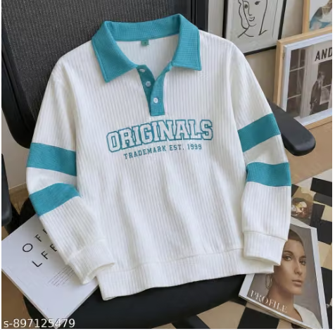 Originals Trademark Ribbed Collar Polo – White/Teal