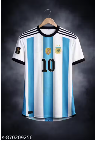Argentina #10 Home Football Jersey – Light Blue and White Stripes