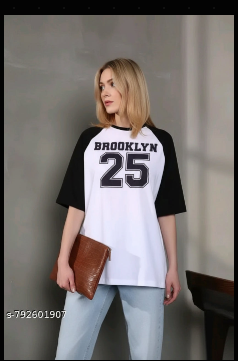 Brooklyn 25 Varsity Raglan Oversized T-Shirt – White Body with Black Contrast Sleeves