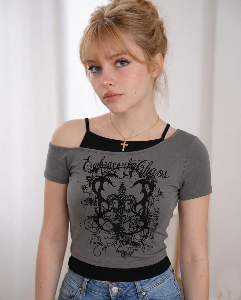 Gothic Layered Crop Top (Black)