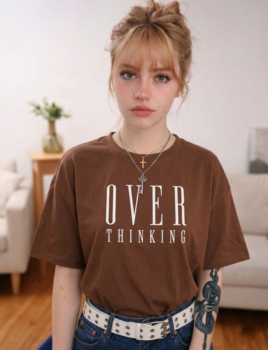 Oversized Drop-Shoulder T-Shirt (Overthinking)
