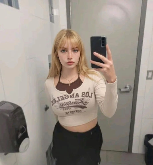 Halter Neck Graphic Crop Top (Los Angeles Fantasy)