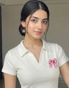 Collar polo top (White)
