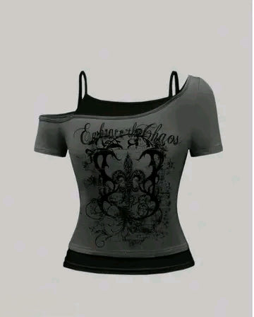 Gothic Layered Crop Top (Black)