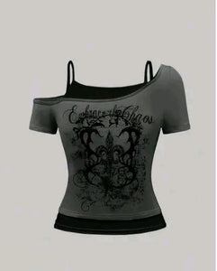 Gothic Layered Crop Top (Black)