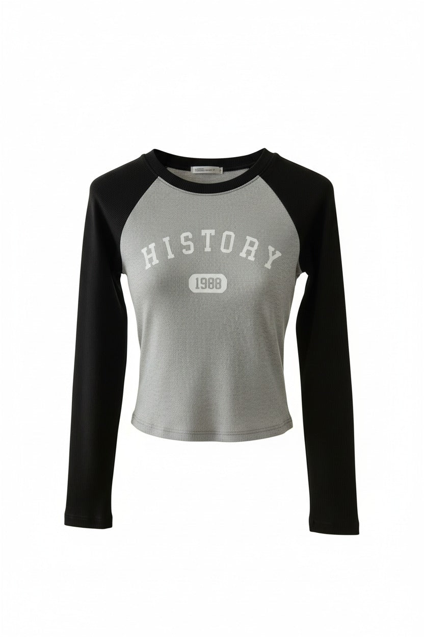 Black Contrast Full Sleeve Top (History 1988)