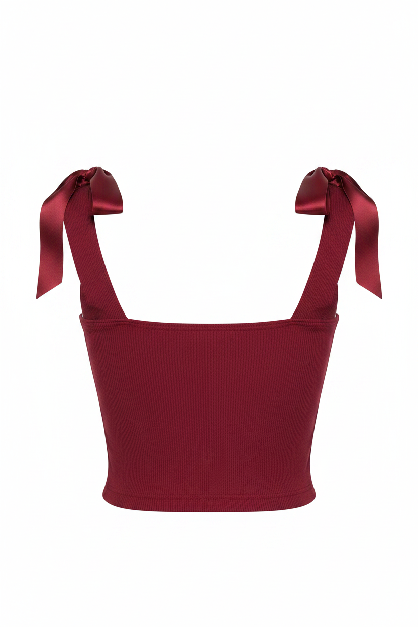 Back Ghost - Red Bow Strap Crop Top