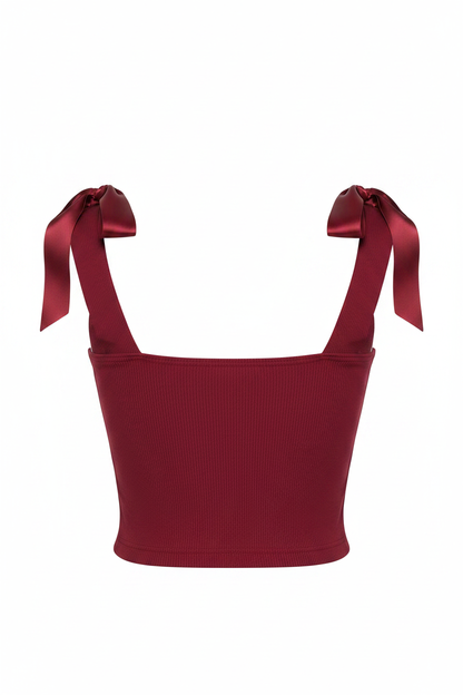 Back Ghost - Red Bow Strap Crop Top