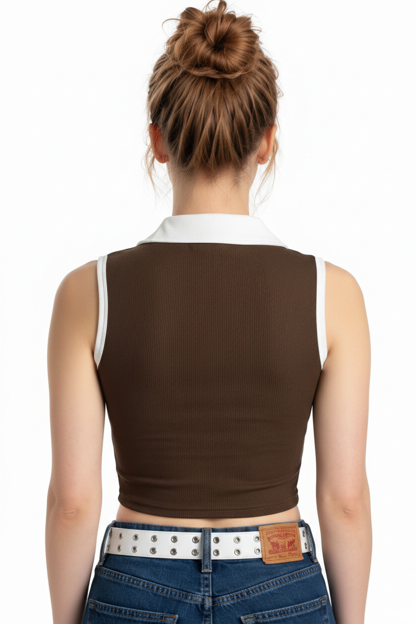 Back Model - Never Give UP Varsity Crop Top