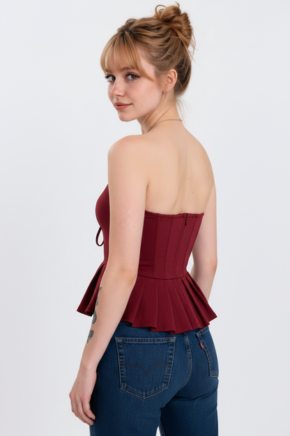 Back Model - Red Corset Bustier Top