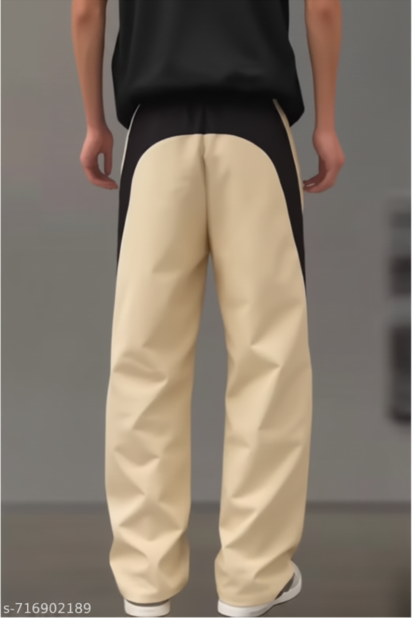 Beige Black Track Pants Back