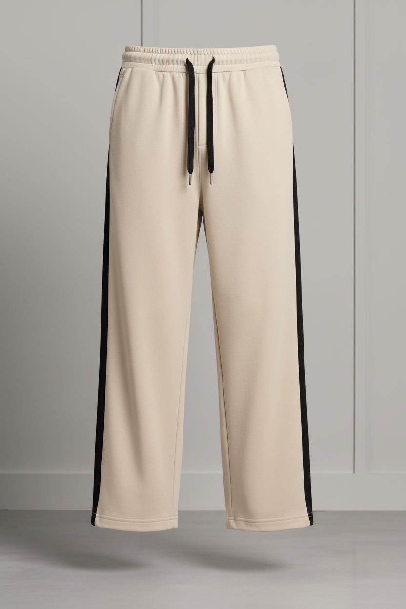 Beige Stripe Jogger Front