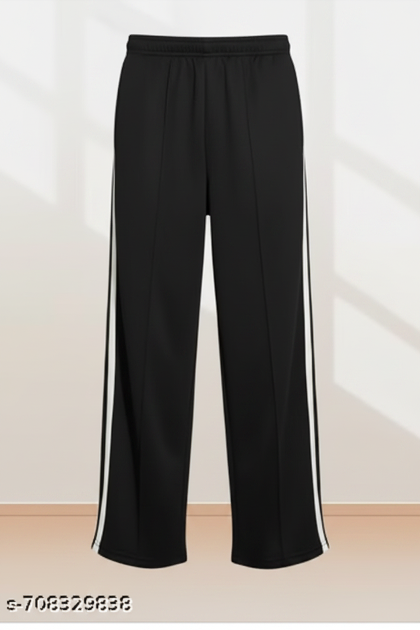 Black Double Stripe Track Pants Front
