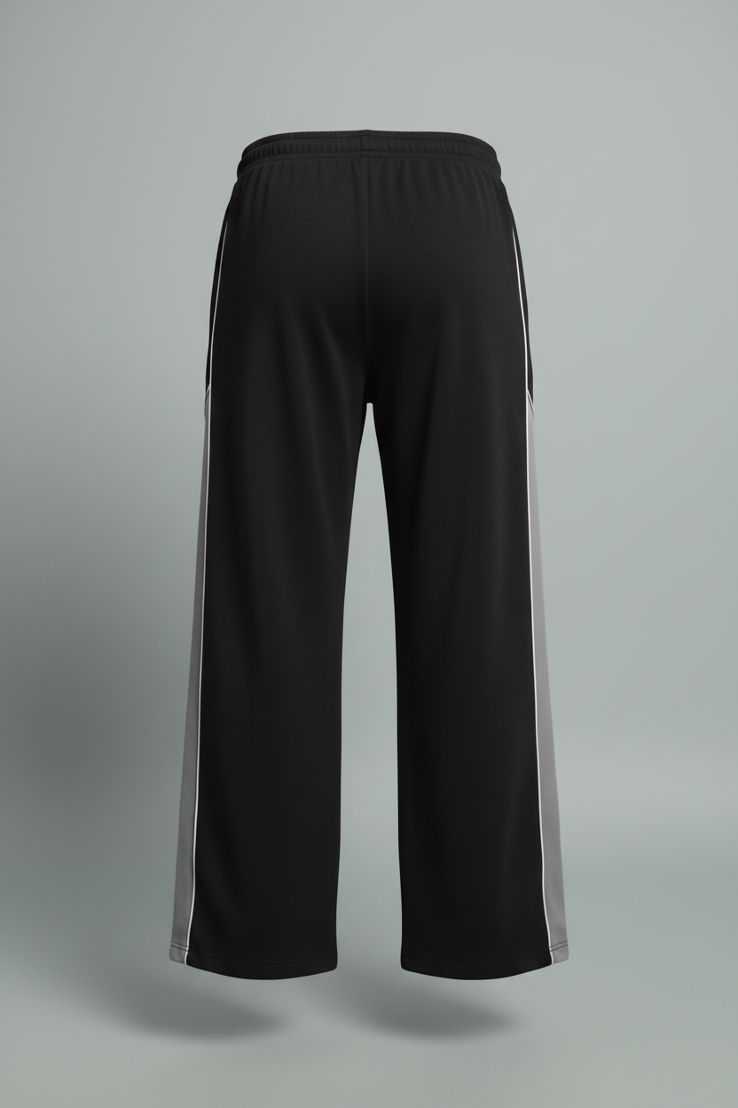 Black Grey Track Pants Back