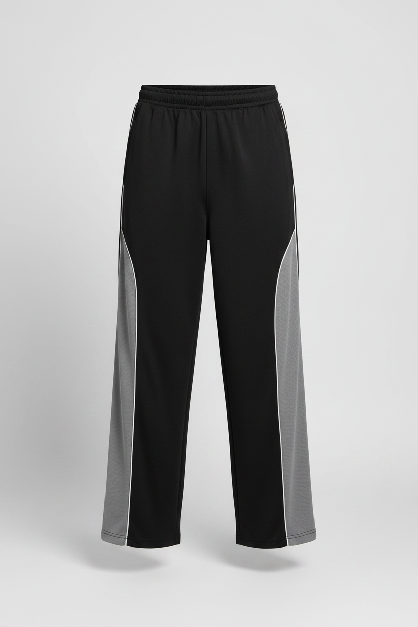 Black Grey Track Pants Front