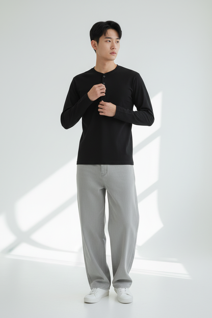 Black Henley Model