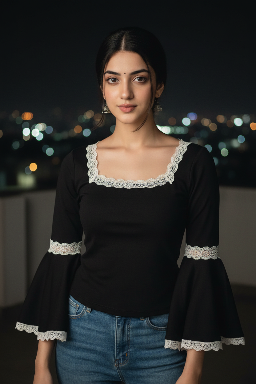 Black Lace Model Rooftop