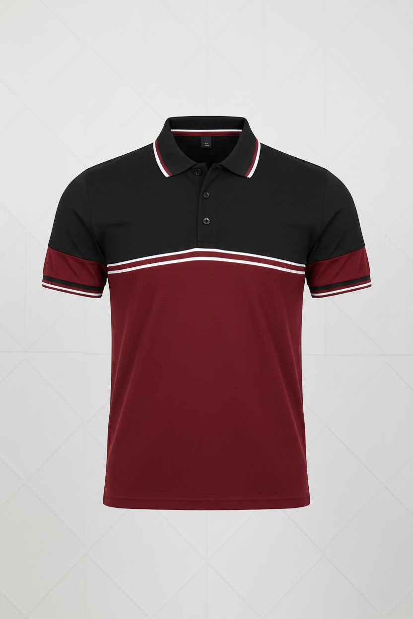 Black Maroon Polo Front
