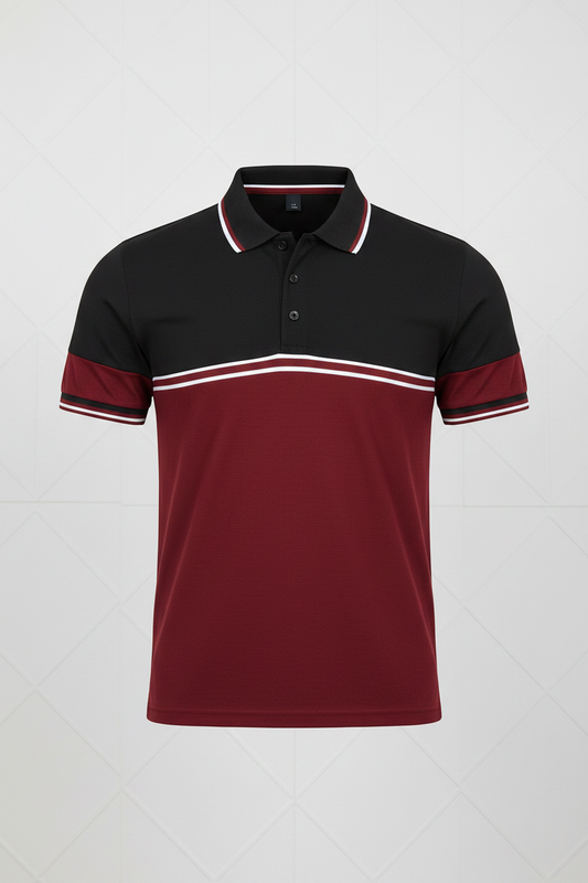 Black Maroon Polo Front