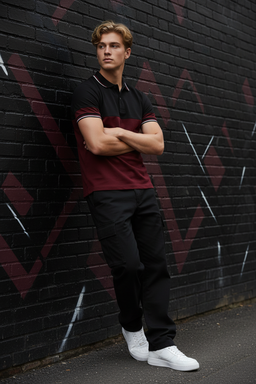 Black Maroon Polo Graffiti