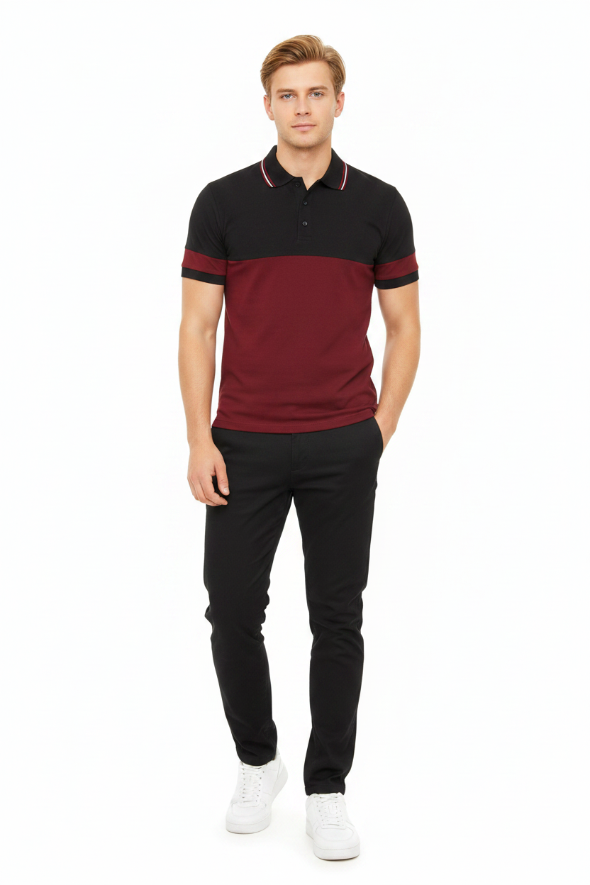Black Maroon Polo Model