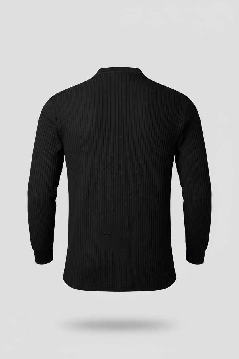 Black Ribbed Zip Back