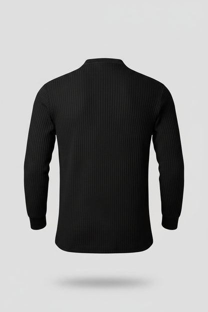 Black Ribbed Zip Back
