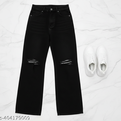 Black Ripped Jeans Flat Lay