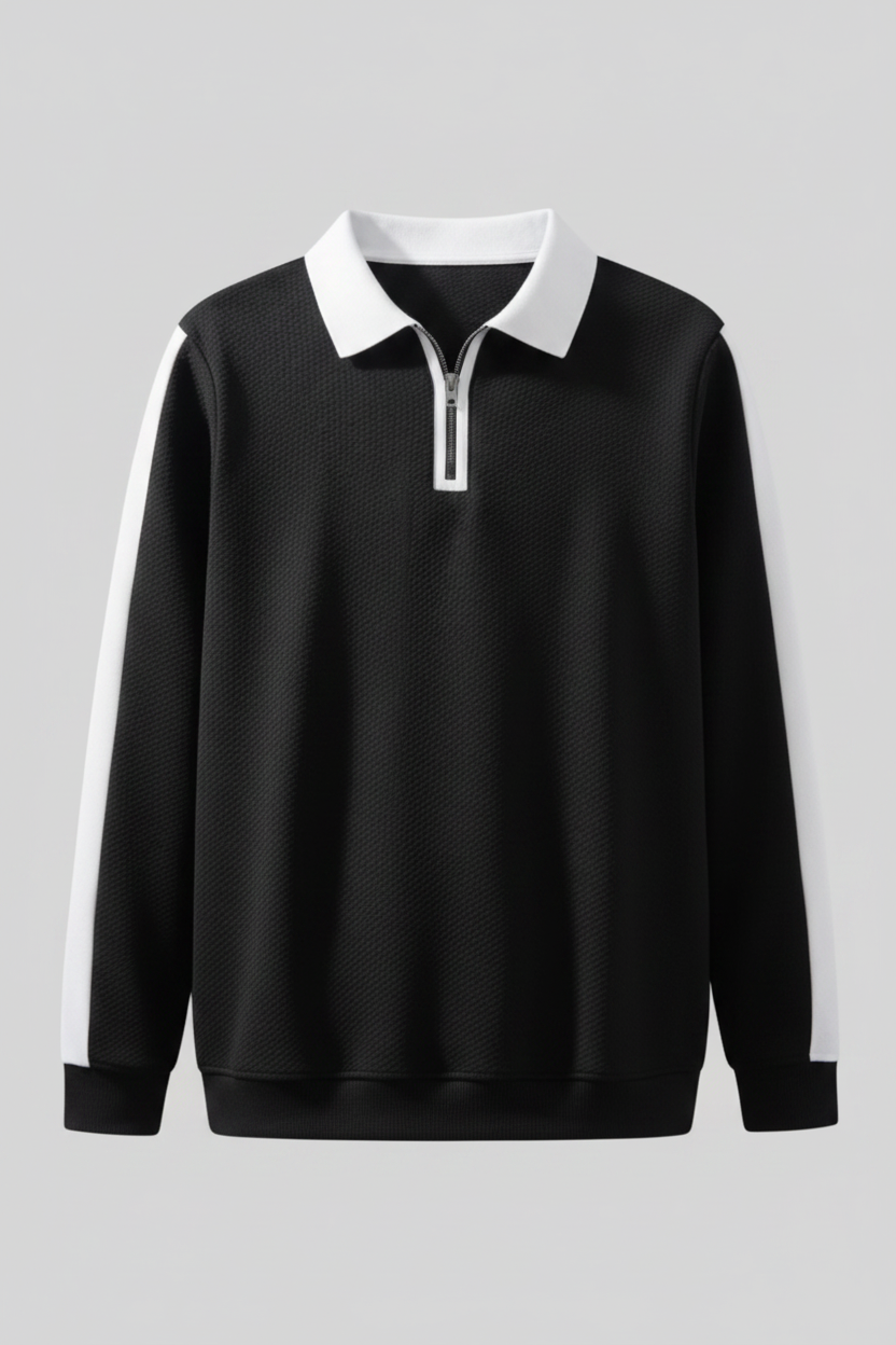 Black Waffle Polo Front