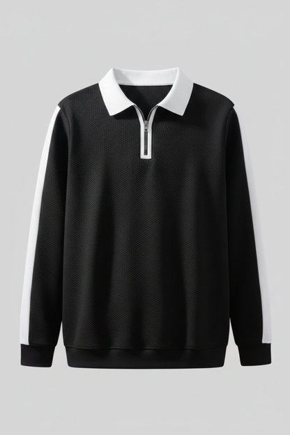 Black Waffle Polo Front