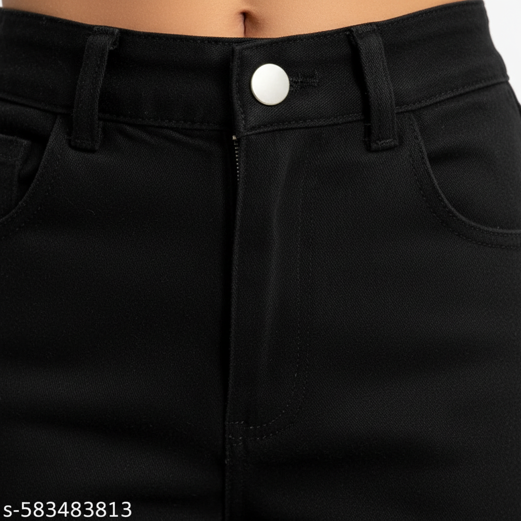Black Wide-Leg Trousers Detail