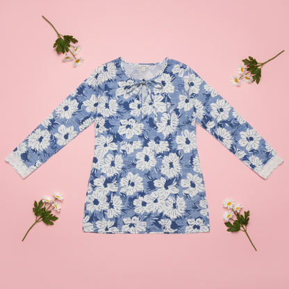 Blue Daisy Tunic - Flat Lay