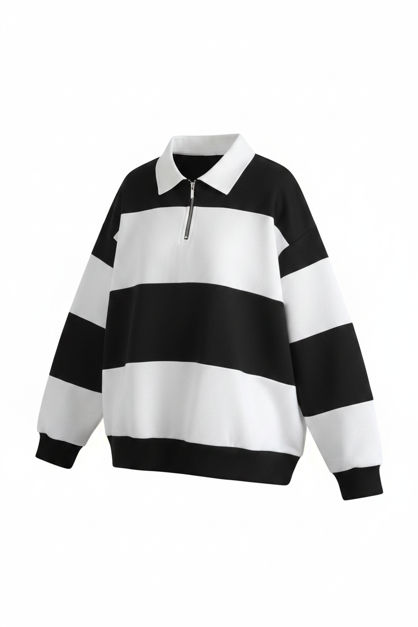 BW Stripe Polo Front