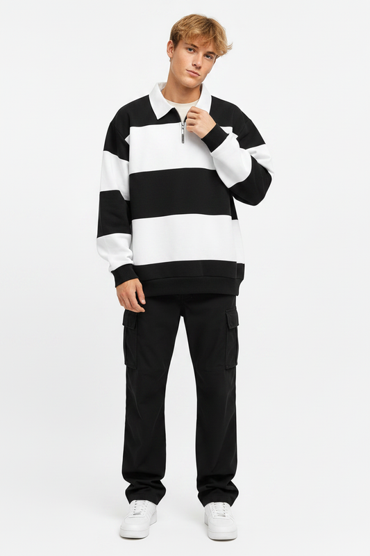 BW Stripe Polo Model