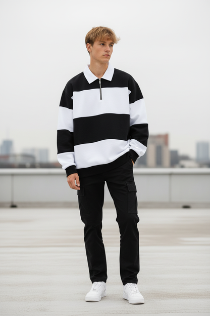 BW Stripe Polo Rooftop