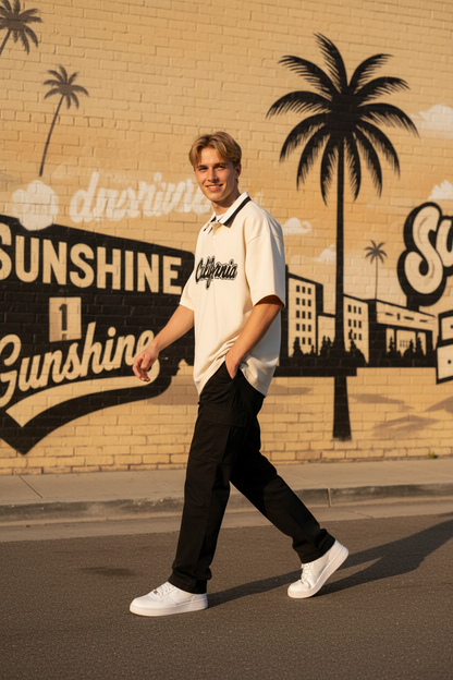 California Cream Polo Graffiti